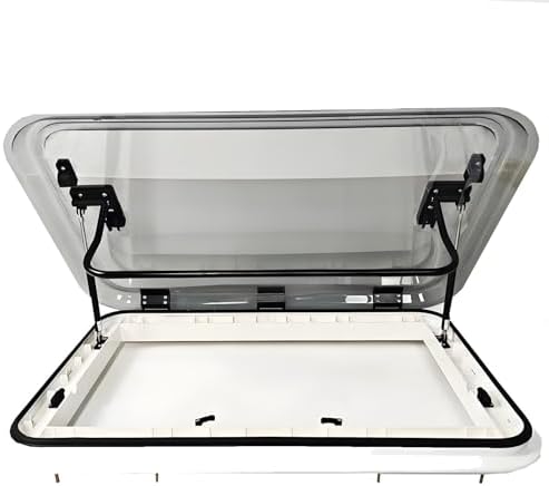 Universal RV Roof Vent Escape Hatch with LED Lights, Skylight Sunroof, Privacy Nets & Sunshade, 19.69in Motorhome Roof Vent for Optimal Sunlight & Ventilation