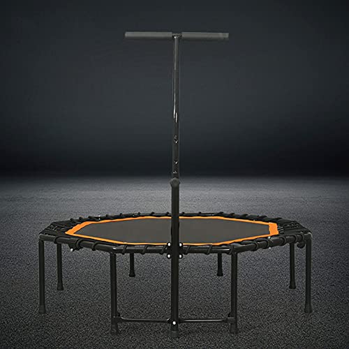 Trampolín Fitness Trampolín 46 Pulgadas, Trampolín Fitness con asa Ajustable, Trampolín Plegable silencioso, Mini trampolín Ejercicios Adultos, Equipo Entrenamiento Interiores y Jardines