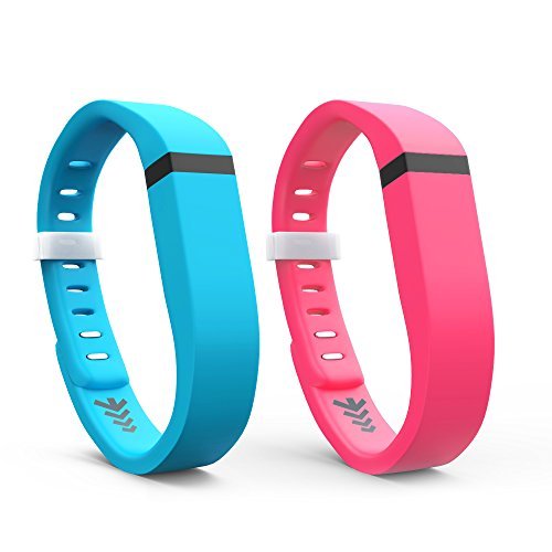 Teak - Silicone Sport Band Replacement for Fitbit Flex - Small, Sky Blue and Pink 2 Pack