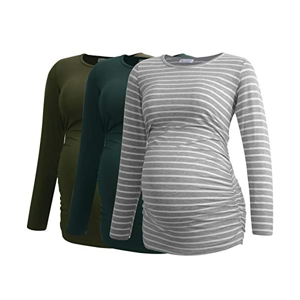 Smallshow Schwangerschafts-Shirts für Damen, langärmelig, 3er-Pack