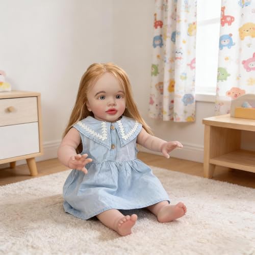 RXDOLL 26 Pulgadas 65cm Muñeca Reborn Gigante Niña, Bebe Reborn Toddler Realista De Silicona, Tamaño Muñecas bebé Reborn Niñas Que Parece Real Cuerpo de Tela con Pelo