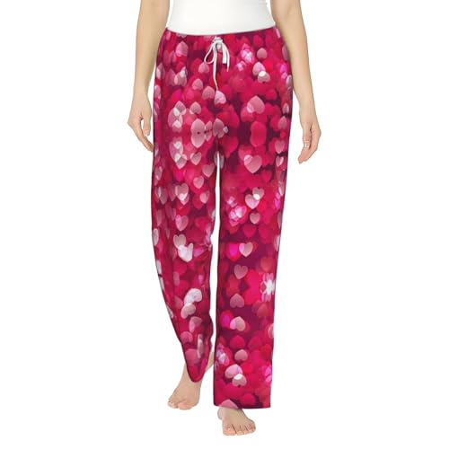 Pantalon pyjama flanelle motif cœur Saint-Valentin anti-bouloche