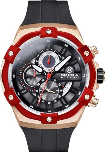Montre en acier or rose Brera Milano chronographe luxe pour homme