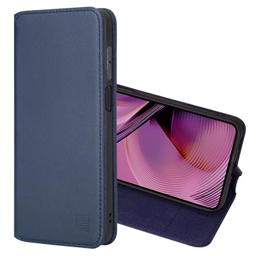 Étui en cuir véritable pour Moto G55 protection élégante 32nd Série Classique 2.0 bleu marine