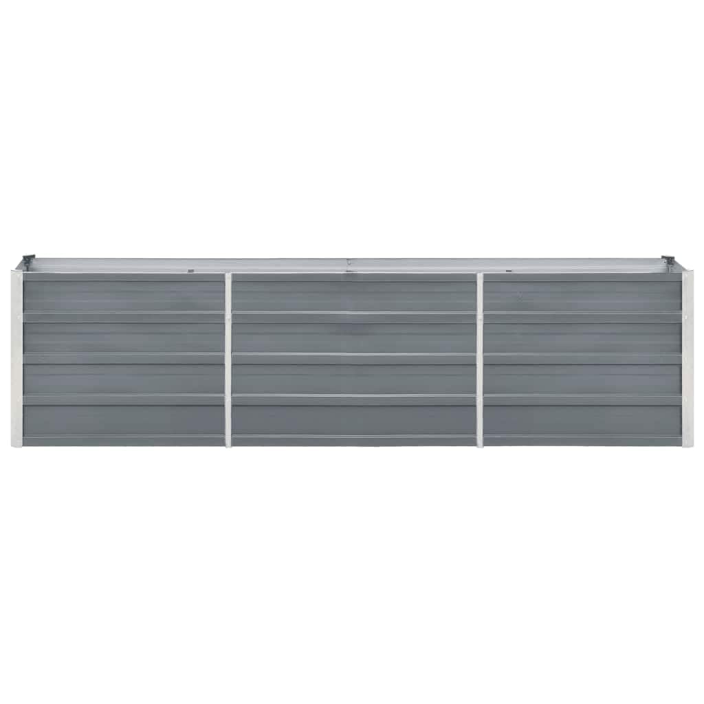 vidaXL Lit Surélevé Pot de Fleurs Bac à Plante Pot de Plante Bac de Fleurs Jardinière Jardin Extérieur Acier Galvanisé 240x40x45 cm Gris