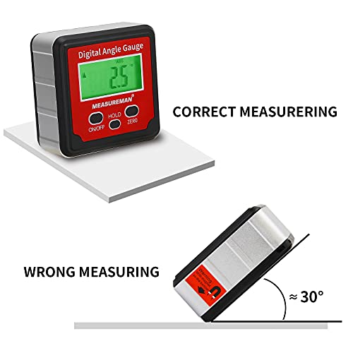 Measureman Digital Level Protractor Inclinometer Magnetic Level Angle Meter With Hold Function Angle Finder Level Box Angle Measuring Tool #TOP5
