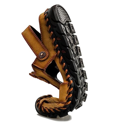 Khaki Casual Headband Hollowed Out Purpose Slippers For Men's Outdoor Breathable Beach Shoes4