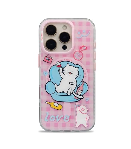 Image of Couch Queen Series Case for iPhone 16 Pro Max Compatible with Wireless Charging | Fun Lazy Cat Cartoon Design with Glossy Finish | Slim Shockproof Protective Back Cover | Couch Queen Edition