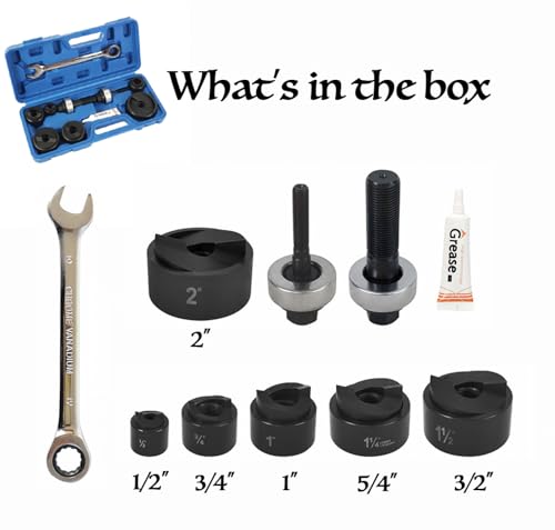 Manual Knockout Punch Kit, Hole Punch Driver Kit, Conduit Hole 1/2 to 2 inch, Electrical Hole Cutter Set, Heavy Duty Metal Sheet Knock Out Box KO Tool Kit Metal Sheet Puncher
