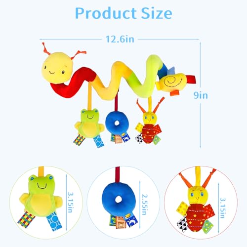 Image of SNOWIE SOFT Caterpillar Crib Toys Stroller Soft Plush Toy Spiral Colorful Baby Toys for 6 to 12 Months Interactive Cartoon Stuffed Crib Ornament Early Educational Activity Babies Sensory Toy