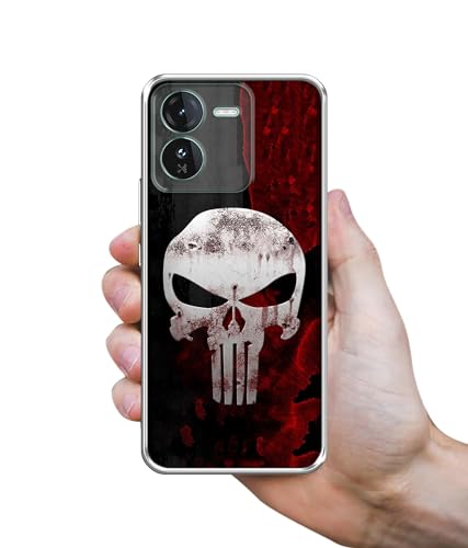 Image of Punisher Skull Design Printed Silicon Soft TPU Back Case Cover for iQOO Z9 5G, Multicolour
