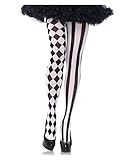 Horror-Shop Schwarz-Weiße Harlekin Strumpfhose als Kostüm Accessoires