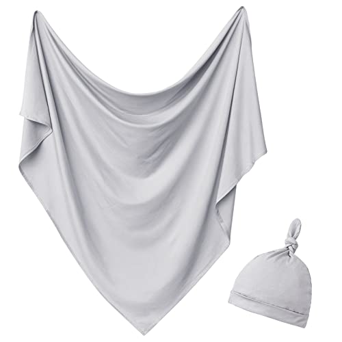 Image of OWLOWLA Newborn Swaddle Set Stretch Wrap Swaddle Receiving Blanket for Baby Boy Girl(Gray)