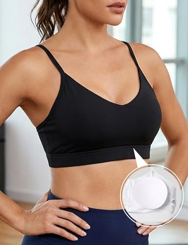 Image of Buauty Sports Bras for Women Criss Cross Back Medium Support Yoga Wireless Padded Bra with Removable Cups Racerback Bra 4 Gym