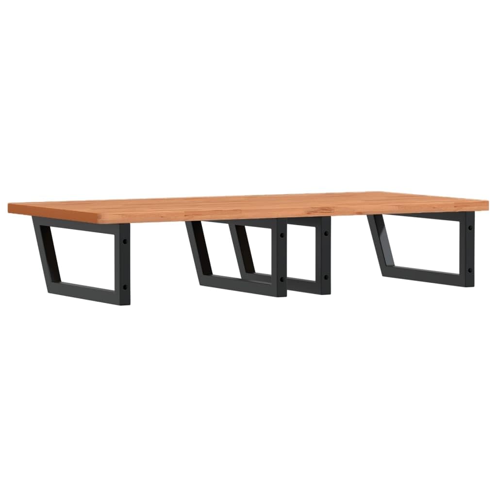 Mensola per lavabo a parete, 115 x 55 cm, in legno massello di faggio e acciaio, colore nero, design moderno, robusta e durevole, salvaspazio, per bagno, ospiti, WC