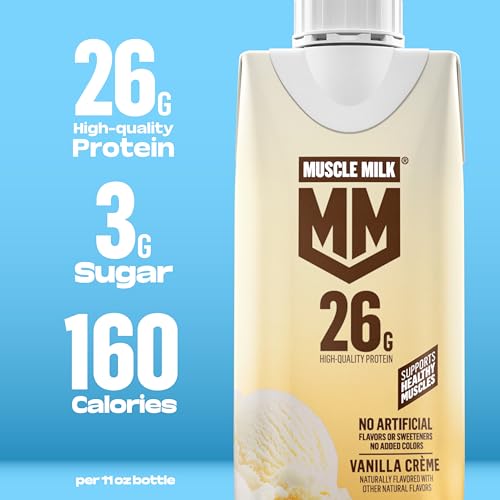 Muscle Milk High Protein Shake, Vanilla Creme, 11 fl oz Cartons (12 Pack) Ultra Filtered Milk, 26g High Quality Protein Shake, 3g Sugar, 160 Calories, No Artificial Flavors, No Artificial Sweeteners, No Added Colors - Image 6