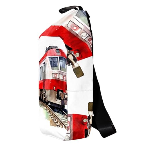 Sac à dos à bandoulière imprimé train aquarelle multicolore et compact