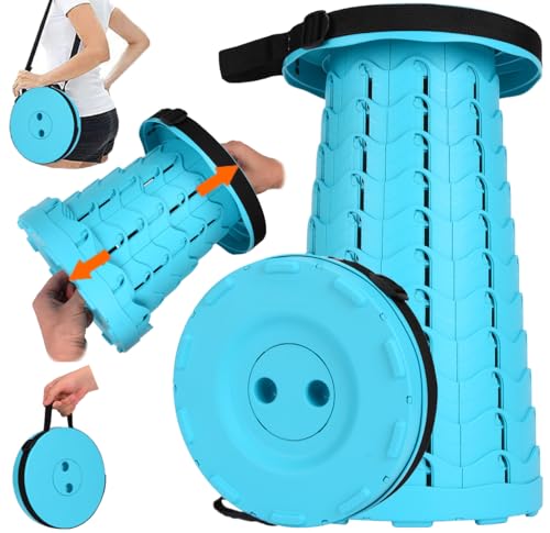 Image of Fishboy Upgraded Collapsible Stool, 400lbs Max Weight, Lightweight But Sturdy, Portable Retractable Folding Telescoping Foldable Camping Stool for Adults Outdoor Fishing Hiking BBQ