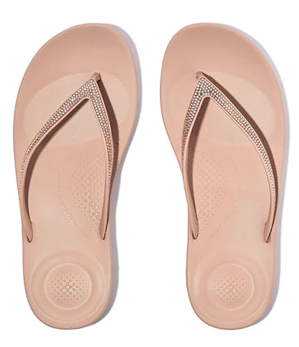 Image of FitFlop Womens iQushion Sparkle Ergonomic Flip Flops for Walking, Lightweight Waterproof Cushioned Thong Sandals for Women with Non Slip Bottom and Arch Support | Lightweight Waterproof Walking Sandals w /Cushioned Comfort & Arch Support