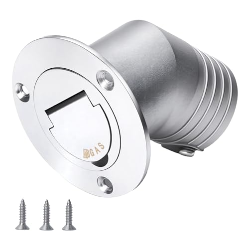 BocBoz 2" (50mm) Boat Fuel Deck Fill - 316 Stainless Steel Marine Deck Filler with Keyless Cap & Screws, Angled Neck Precision Cast Mirror Polished, for Yacht Caravan