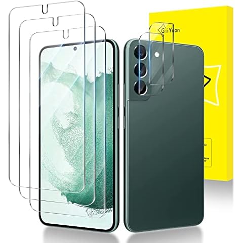 GiiYoon [2+3 Pack Screen Protector for Samsung Galaxy S22 5G with 3 Pack Tempered Glass Screen Protective Film and 2 Pack Camera Lens Protector-Bubble Free High Definition Ultrasonic Fingerprint Cover