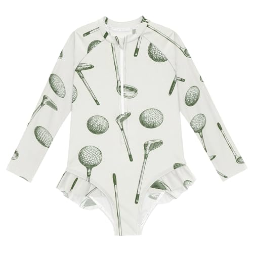 ALAZA Toddler Swimsuit Girl Bathing Suit Swimwear Rash Guard Golf Culb Long Sleeve 3T
