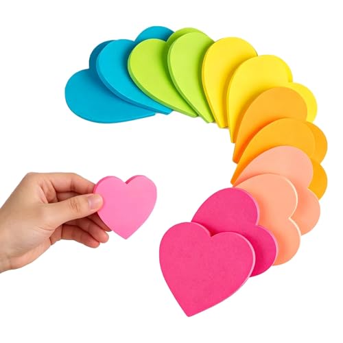12 Pack Heart Post It Notes Cute Sticky Notes for Bridal Party Events Love Notes for Bachelorette Photo Props Speech Bubble Post It Notes in 7 cm by 7 cm Dimensions