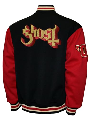 2Bhip Ghost Band Logo Adult Front & Back Print Black & Red Fleece Bomber Varsity Jacket Coat Jackets For Men2