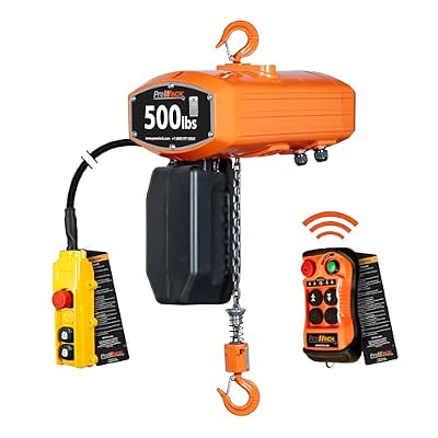 Prowinch Portable Electric Hoist - 500 lbs Electric Chain Hoist with Wireless & Wired Remote Control, 20 ft Lifting Height, Single-Phase Dual Voltage 100-240V, G100 Chain, Overhead Crane, 1 Speed