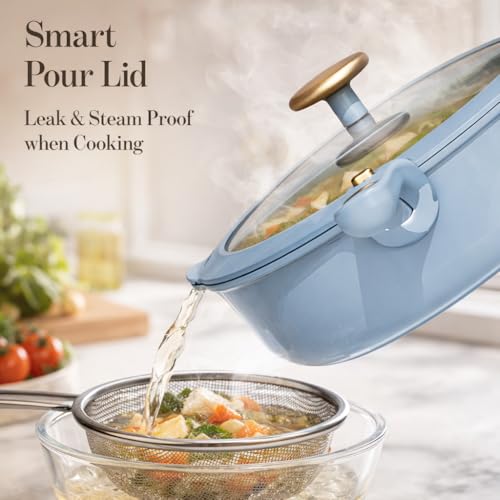 Image of CAROTE 18Pcs Pots and Pans Set, Nonstick Cookware Set Detachable Handle, kitchen Pan Set, Induction kitchen cookware Non Stick, RV Cookware Sets, Oven Safe, Blue