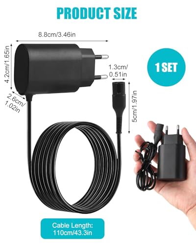 12V 0,4A Ladekabel Netzeil Kompatibel mit Braun Rasierer Series 9 8 7 6 5 3 1, Ersatz Netzkabel für 3000s 790cc 720s 310s 350cc 730s 5090cc 5030s 150s, Elektrische Shaver Adapter Trimmer Charger