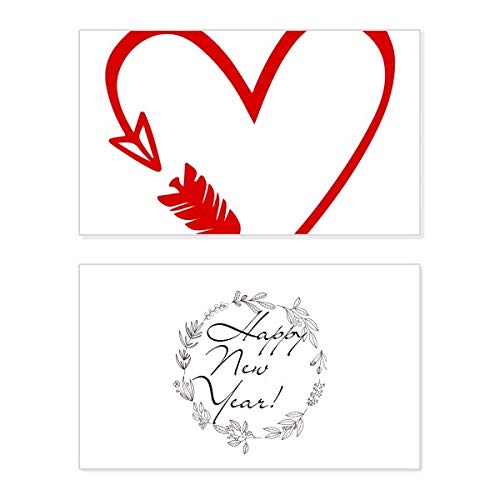Tarjeta de felicitación de año nuevo con corazón rojo para regalar deseos de amor en nochevieja