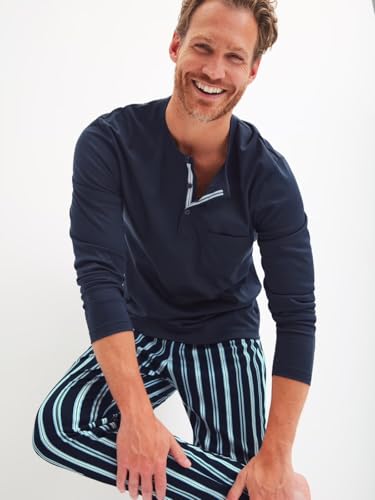 Image of Calida Men's Short Pyjama Set - 100% Cotton Sleepwear Shorts & Top, breathable men's pajamas, relax choice