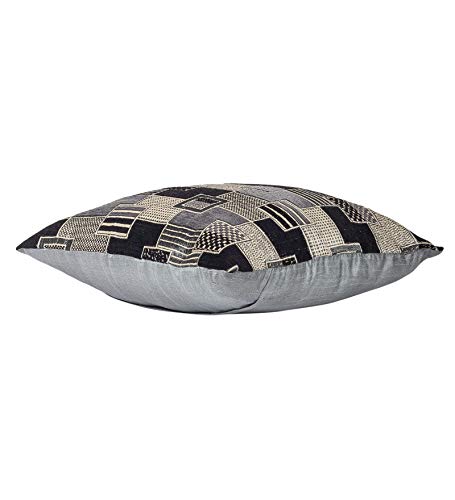 Image of ANAIA Box Texture Polyester Cushion Cover, 16x16 Inch, Grey & Black (Set of 3)