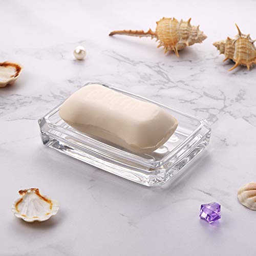 Luzen 1Pc Rectangle Glass Soap Dish Bar Soap Holder Soap Saver Tray Soap Case Soap Box Holder For Shower Bathroom Kitchen thumb #2