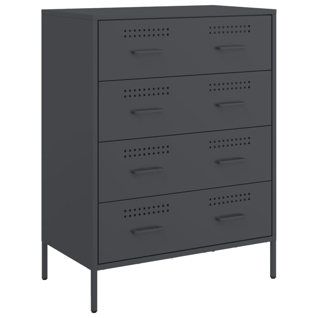 Credenza antracite, 68 x 39 x 89 cm, armadio in metallo con 4