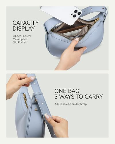 BOSTANTEN Crescent Shoulder Bag Vegan Leather Purses for Women Trendy Crossbody Clutch Hobo Handbag Adjustable Strap4