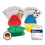 Kyto 4 Stück Kartenhalter für 35 Karten Kartenspiel Halter - Kartenhilfe Kinder und Erwachsene Kunststoff Bunte Farben Gelb, Rot, Blau, Grün