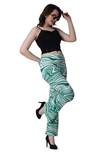 Image of POPWINGS Casual Marble Print Bell Bottom Trousers for Women || Flare Fit Women Trousers for Summer || Stylish Western Regular Fit Casual Bell Bottom Trousers for Women