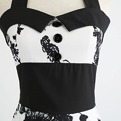 Image of 50s Dresses for Women Vintage 1950s Halter Retro Cocktail Dress 50s Polka Dot Pinup Rockabilly Audrey Hepburn Tea Party Dress