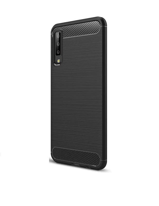 Image of NPRC Hybrid Ultra Slim Protective Case TPU Non-Slip Carbon Fiber Texture Shockproof Case Cover for Samsung Galaxy A7 2018 - Black