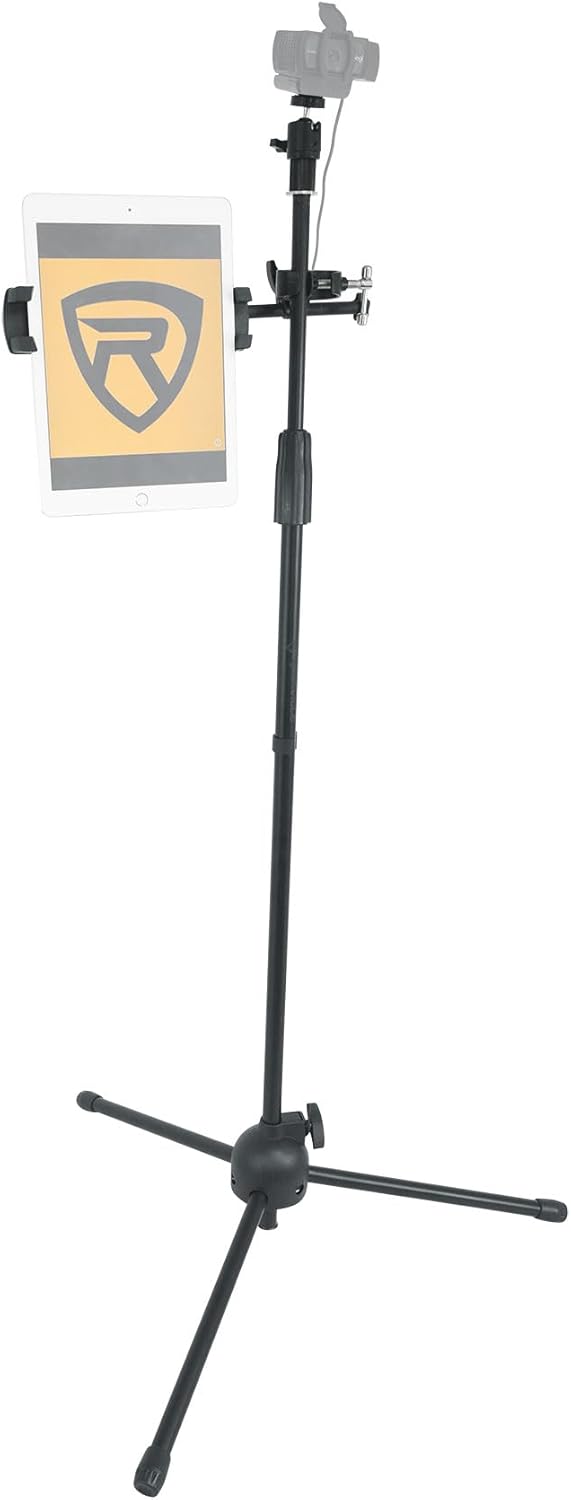 Rockville CAMSTAND Adjustable Tripod Webcam Camera Stand, Swivel Head, iPhone/iPad/Tablet Mount, Portable, Heavy-Duty, for Streaming, Vlogging, Microphone, and Music Setups