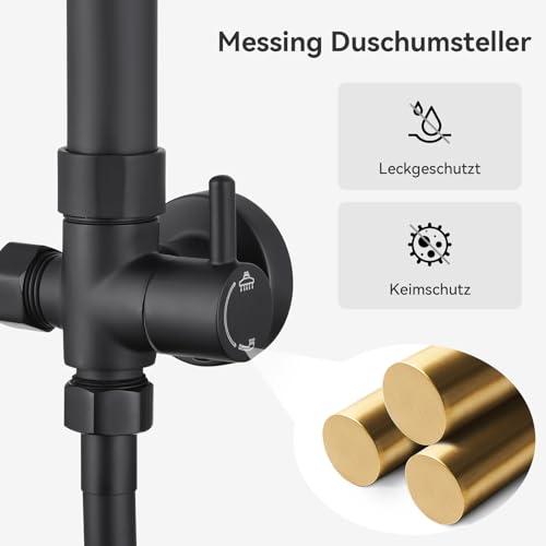 Auralum Regendusche Komplettset ohne Armatur, Edelstahl Regendusche mit Messing-Wasserteiler, duschkopf, 250mmx250mm Überkopfbrause… – Ansicht 2