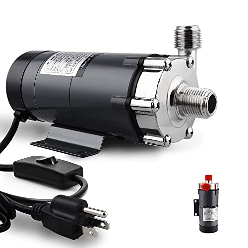 FERRODAY In-line Control Wort Pump Magnetic Drive Pump Wort Pump Food Safe High Temperature Stainless Steel Head Magnetic Pump 15RM Wort Pump 1/2