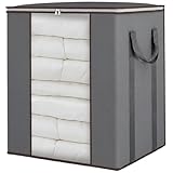Fixwal Extra Large Blanket Storage Bags 120L Comforter Storage Bags with Reinforced Handles Breathable Clothes Storage Containers for King Comforter Bedding Pillow Sheet Grey