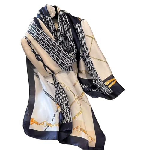 FairyCity Womens Luxury Silk Scarf, Chain Print Pattern Fashion scarves