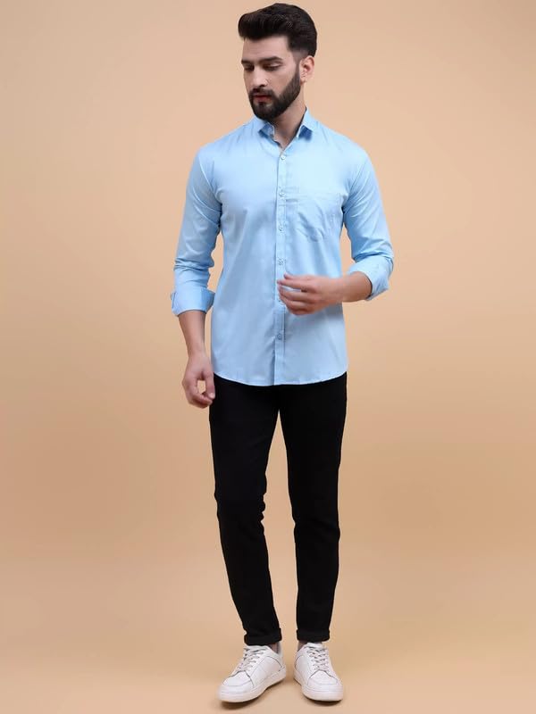 Image of Tee Projekt Solid Shirt for Men's,Solid Shirt for Men's, Casual Shirt for Men,Full Sleeve Spread Collar Shirt for Men, Shirt for Men||(Pack of-2)||