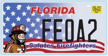 OPO 10 - Set di 7 targhe Metalliche per Auto USA - Repliche di targhe dei Veri Vigili del Fuoco Americani