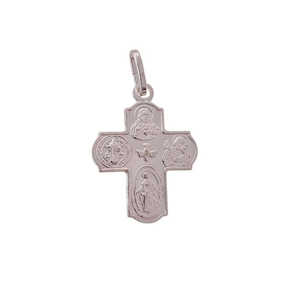 Cruz de Cuatro Vías plata de ley hipoalergénica que soluciona alergias en pieles sensibles 5