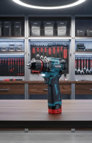 Image of KAITO 18V Cordless Drill Machine Kit | 50Nm Torque | 10mm Chuck | 2 Battery & Charger | 2000 RPM | Reverse Function | Drill Driver for Wood, Metal & Wall with Accessories